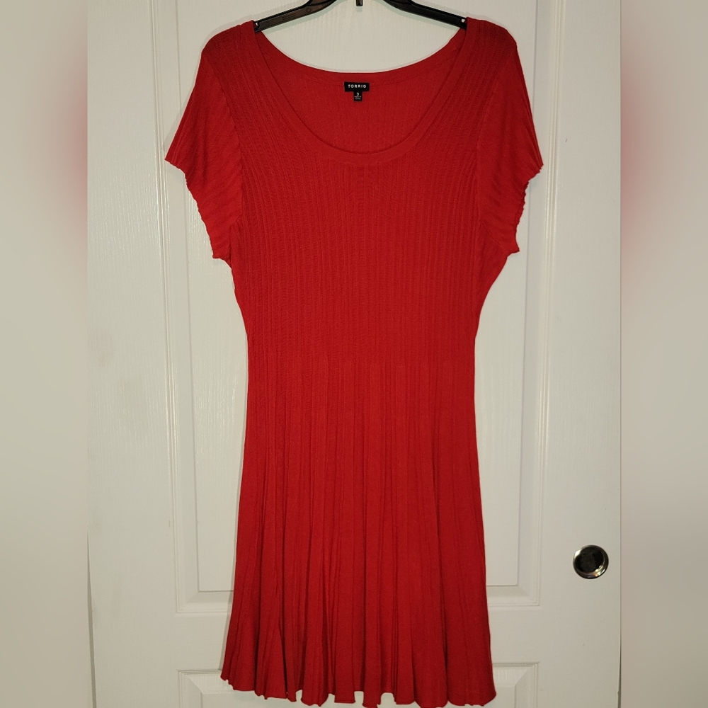 Red Torrid Size 3 Cable-Knit Short-Sleeve Sweater Dress